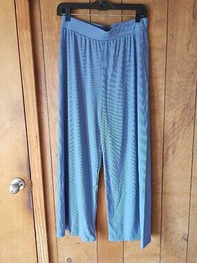 Chris & Carol Blue Wide Leg Pants Women’s Size M Made in USA Poly Cotton Spandex